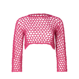 Jane Fuchsia Crochet Crop Top