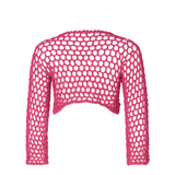 Jane Fuchsia Crochet Crop Top