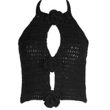 Black Paris Crochet Halter top