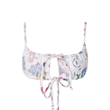 Ruched White Floral Alice Bikini Top