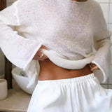 White Long Sleeve Knit Mina Top